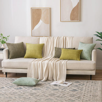 Kissenbezug Kordsamt Olivgrün 30x50 cm für Sofa und Sessel