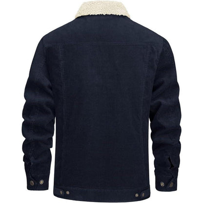 Herren Cordjacke mit Teddyfell-Kragen Navy XXL