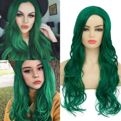 Grüne Locken Wellen Perücke Frauen Cosplay Synthetische Faser