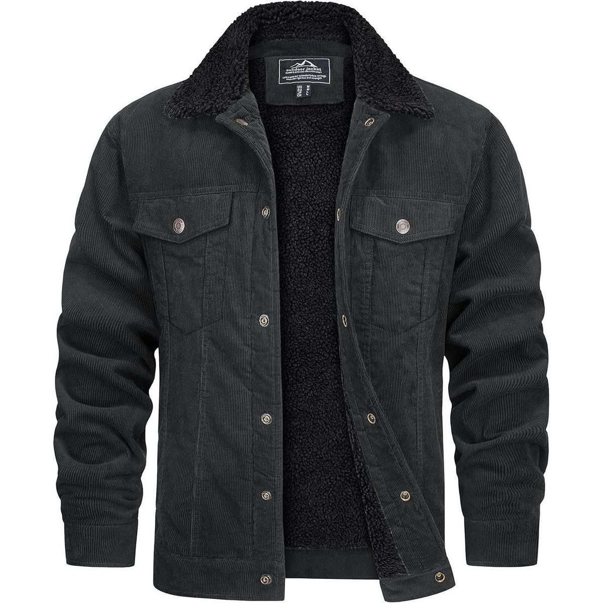 Herren Cordjacke gefüttert mit Teddyfell - Dunkelgrau XL