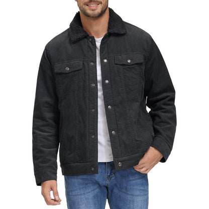 Herren Cordjacke gefüttert mit Teddyfell - Dunkelgrau XL