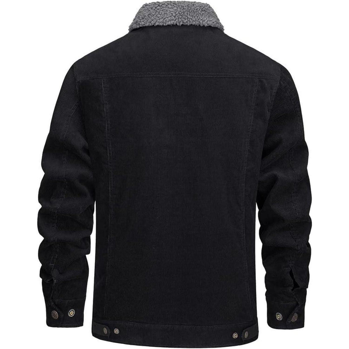 Herren Cordjacke gefüttert mit Teddyfell - Warme Übergangsjacke Schwarz