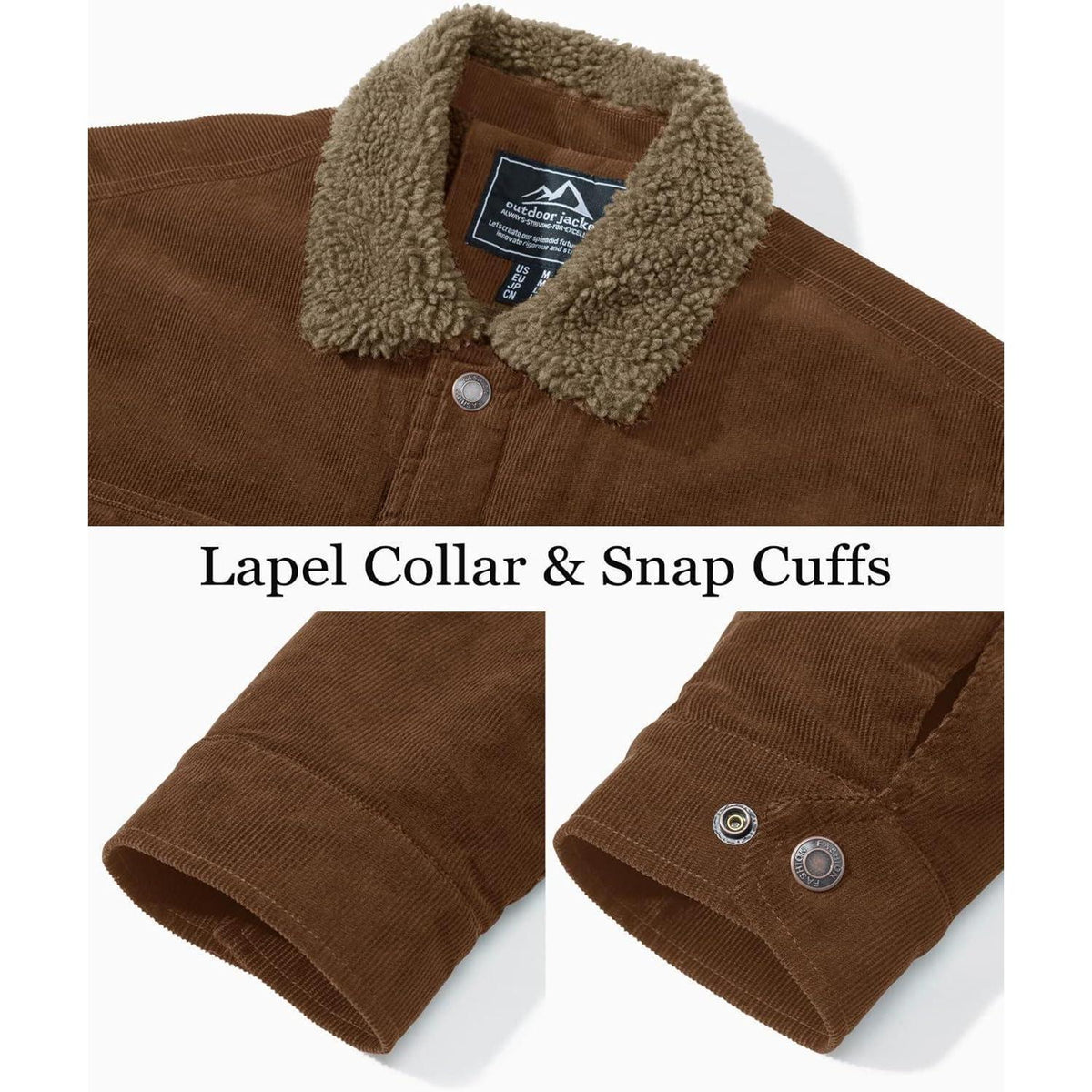 Herren Cordjacke mit Teddyfell-Kragen Braun