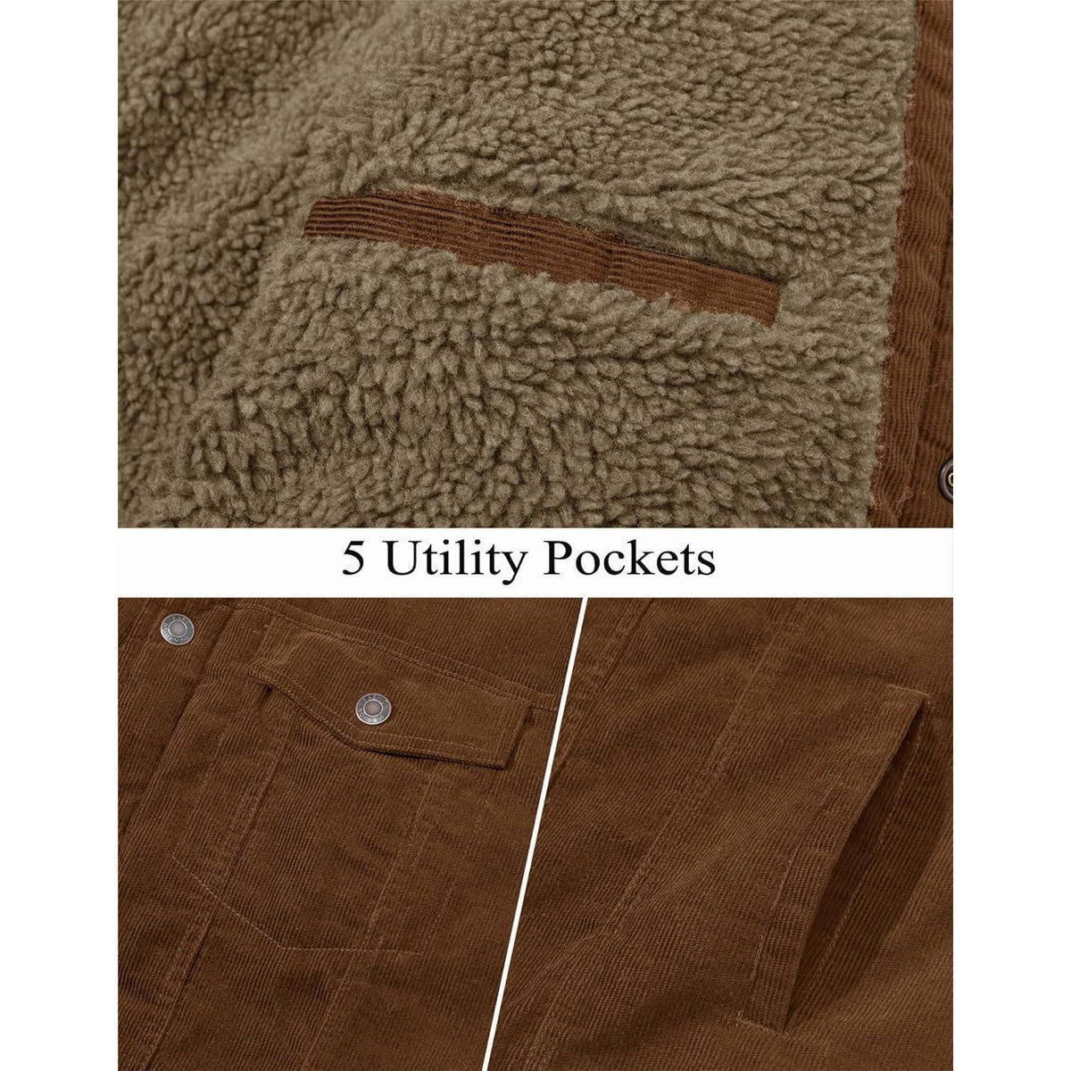 Herren Cordjacke mit Teddyfell-Kragen Braun