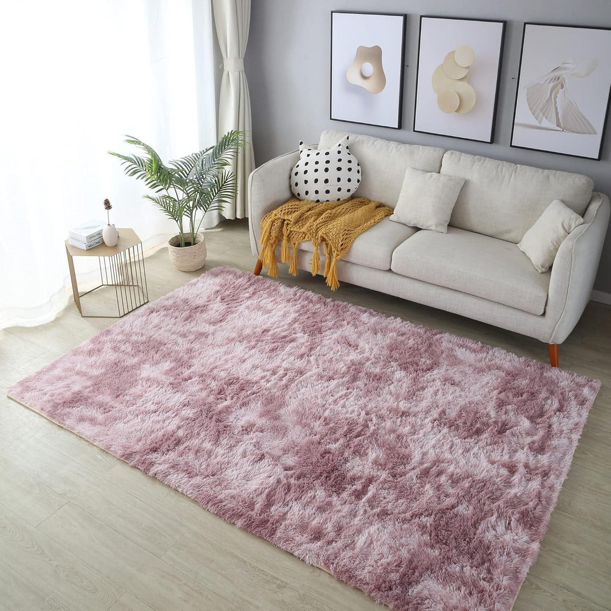 Weicher Hochflor Shaggy Teppich 200x300 cm Rosa Lila