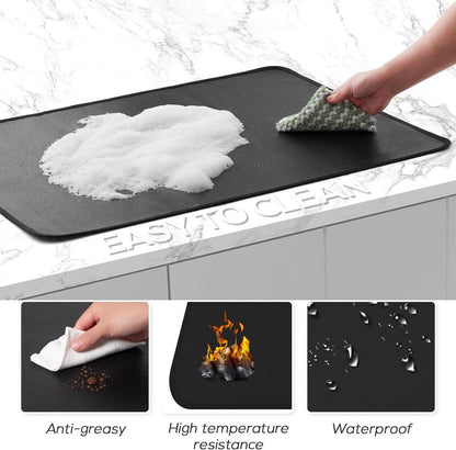 FLASLD Herdabdeckung 53×75cm feuerfest wasserdicht Ceranfeldschutz Schwarz