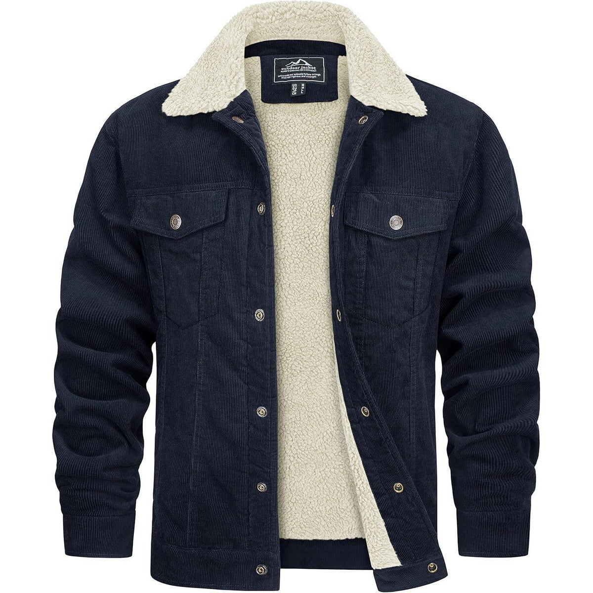 Herren Cordjacke mit Teddyfell-Kragen Navy