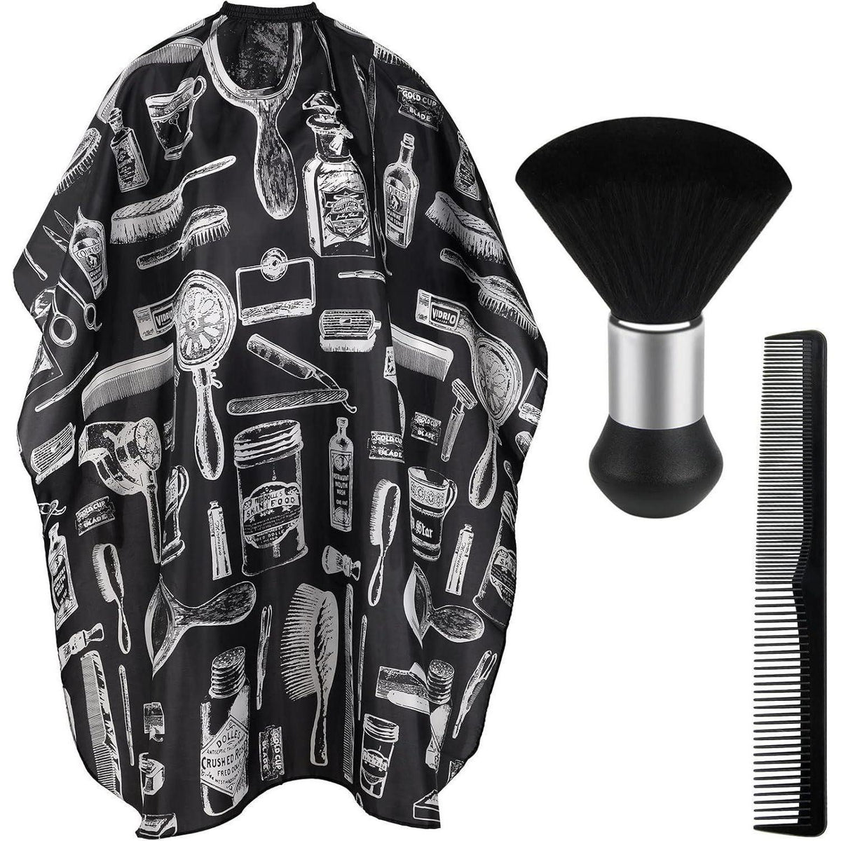 Friseurumhang Set mit Nackenbürste und Kamm, wasserdicht