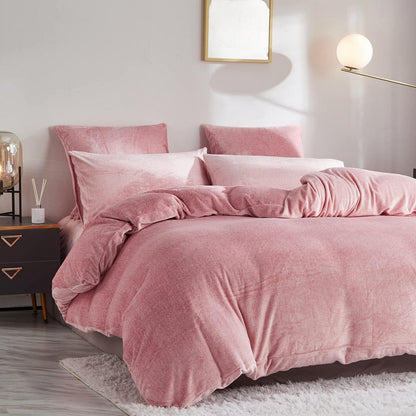Damier Winter Plüsch Bettwäsche Set Rosa 200x220cm