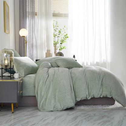 Damier Winter Plüsch Bettwäsche Set Grün 200x220cm