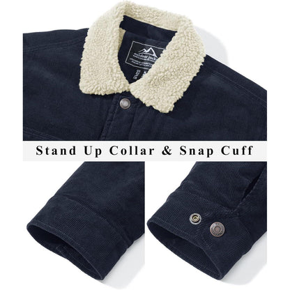 Herren Cordjacke mit Teddyfell-Kragen L Navy