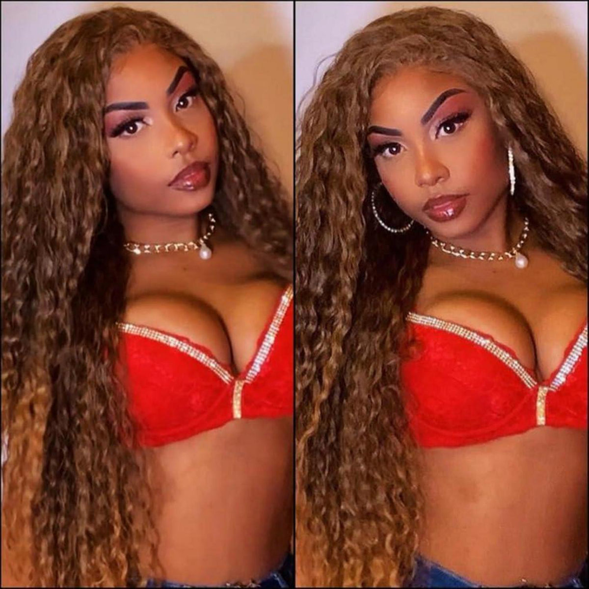 Lockige Auburn Lace Front Perücke – 26 Zoll, Hitzebeständig