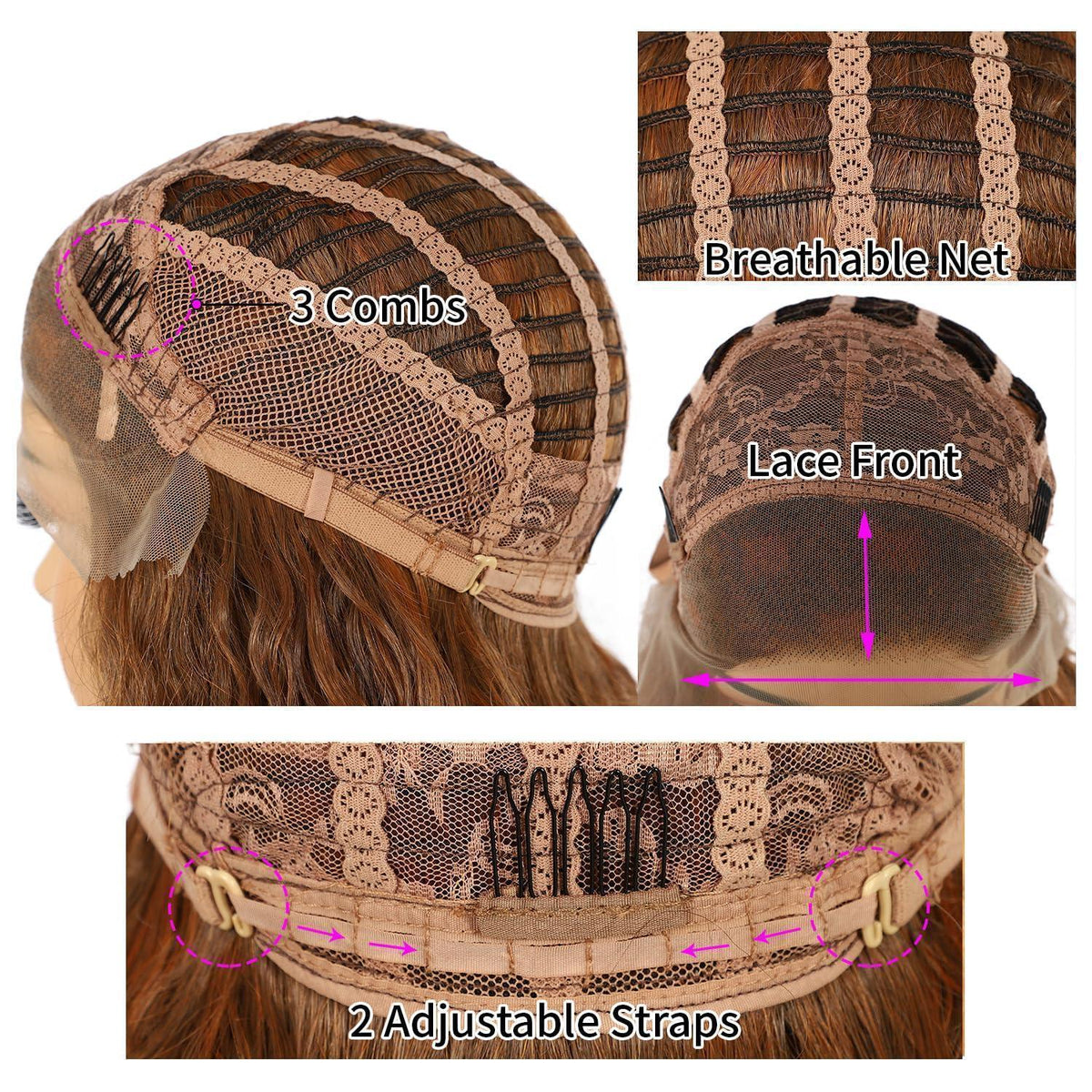 Lockige Auburn Lace Front Perücke – 26 Zoll, Hitzebeständig