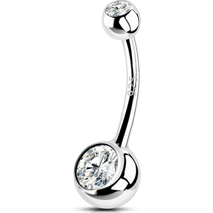 Bauchnabelpiercing Echt Silber 925 14G 12mm mit Zirkonia Kugeln
