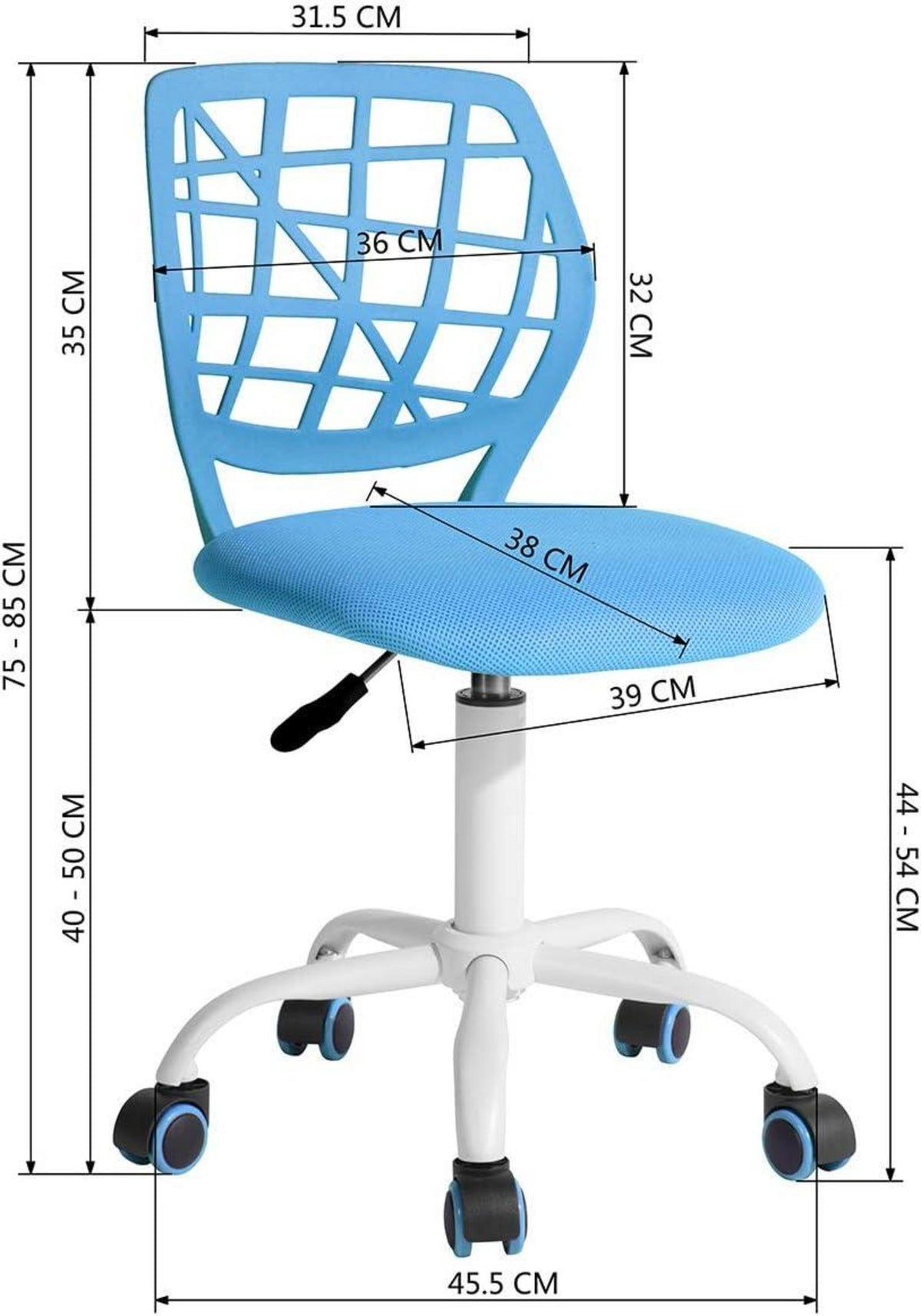 Ergonomischer Bürostuhl Höhenverstellbar Stoffsitz Blau