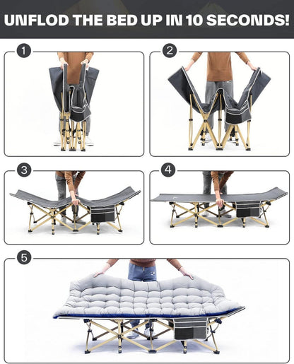 Sportneer Klappbares Feldbett mit Matratze 71cm Breite für Camping, Garten und Reisen