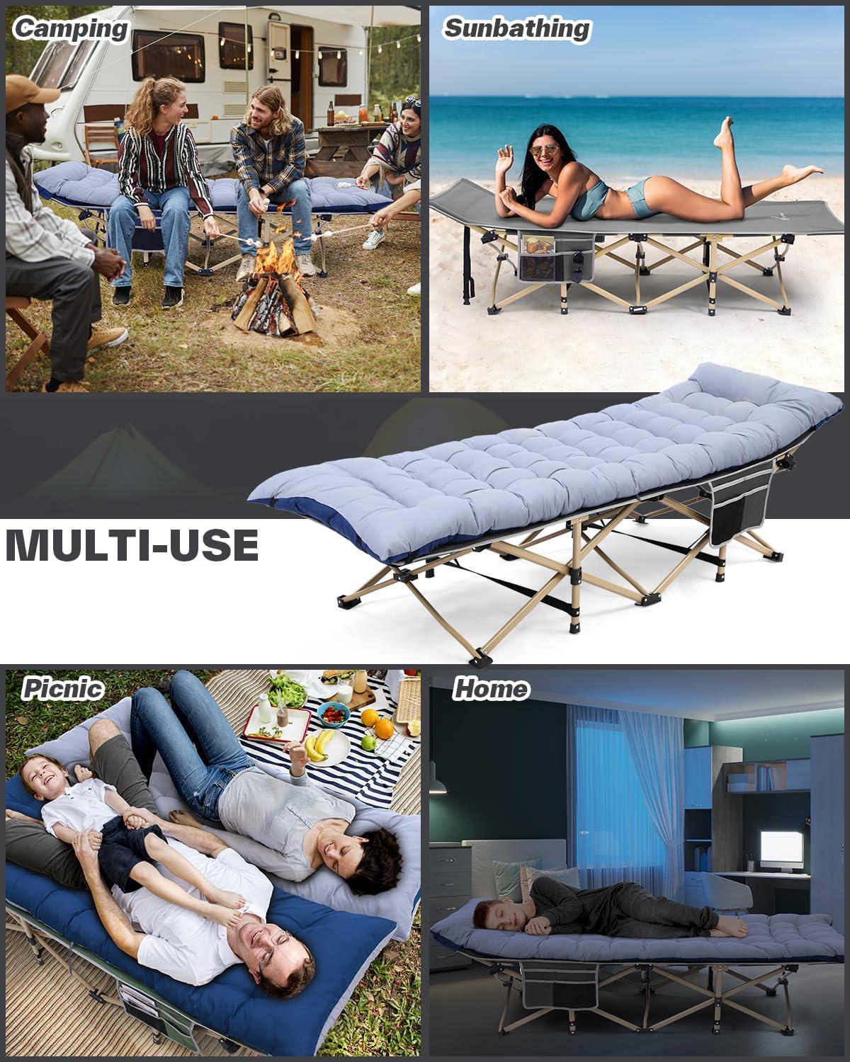 Sportneer Klappbares Feldbett mit Matratze 71cm Breite für Camping, Garten und Reisen