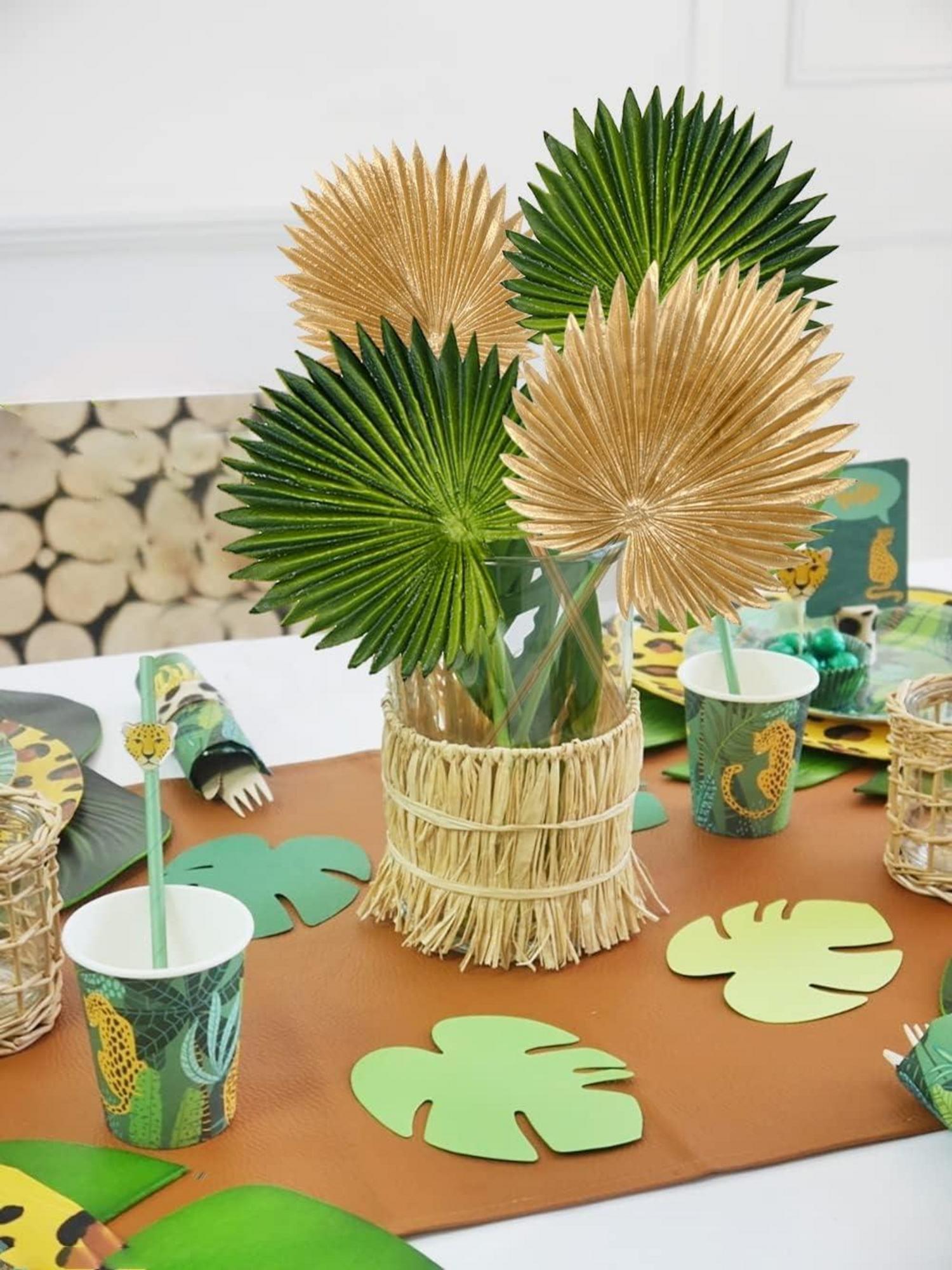 Kunstpflanze Palmenblätter Goldene Tropisch DIY Blumengesteck 6 Stück