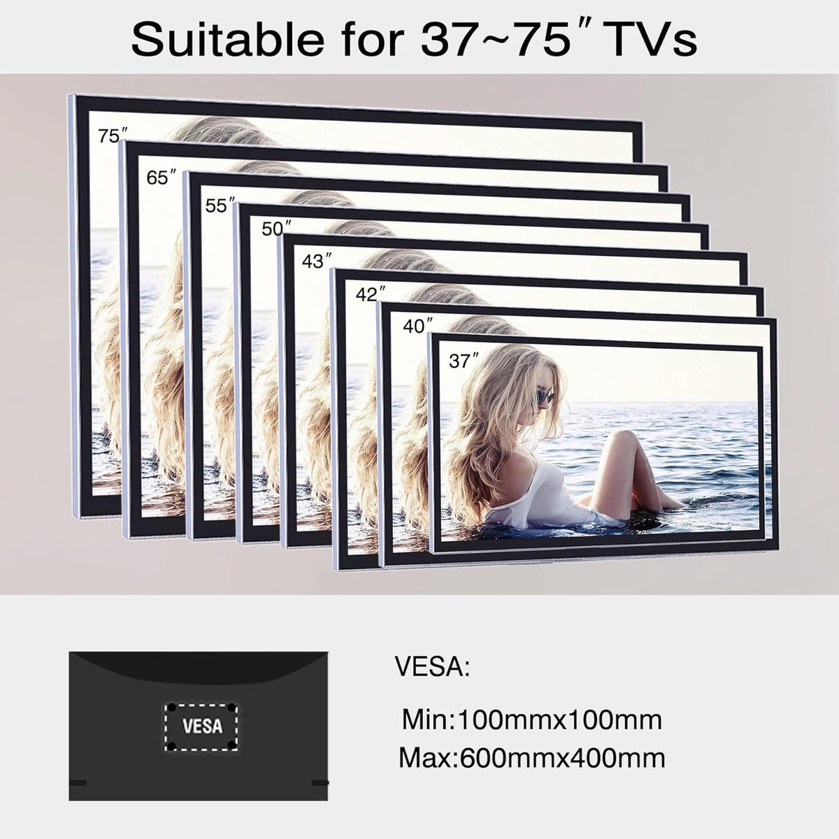 TV Wandhalterung schwenkbar neigbar 37-75 Zoll 60 kg VESA