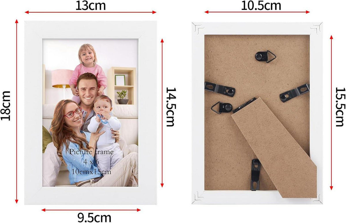 Bilderrahmen Set 10x15 cm für Fotos, Weiße Fotorahmen