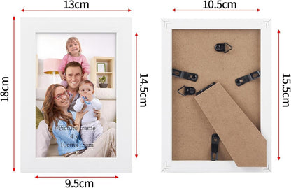 Bilderrahmen Set 10x15 cm für Fotos, Weiße Fotorahmen