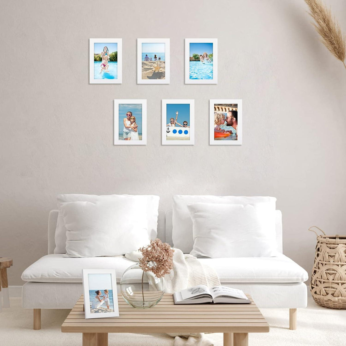 12er Set Bilderrahmen 10x15cm Weiß für Fotos Collage Wand Tisch