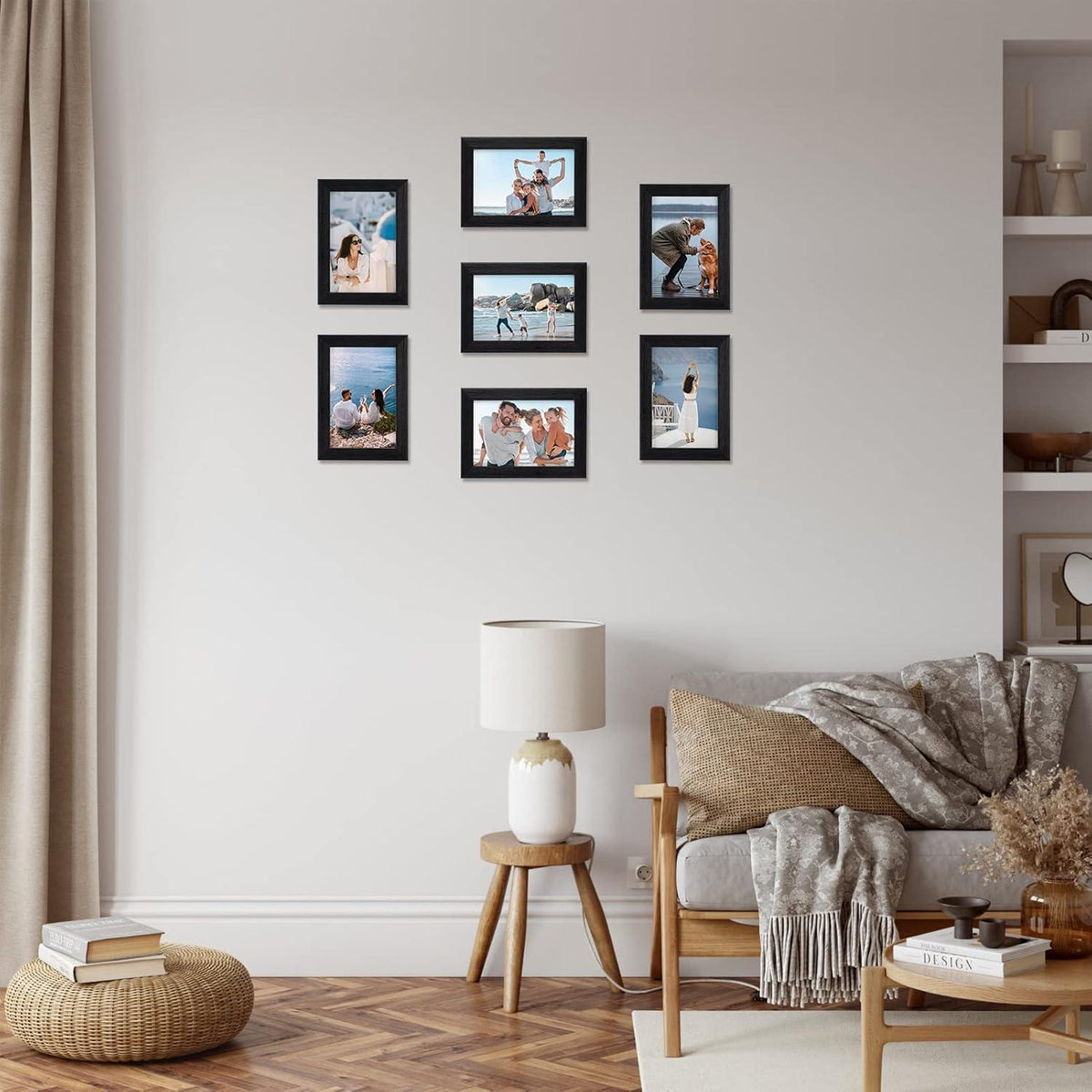 Giftgarden Bilderrahmen Set 10x15 cm Schwarz Fotorahmen Collage 7 Stück