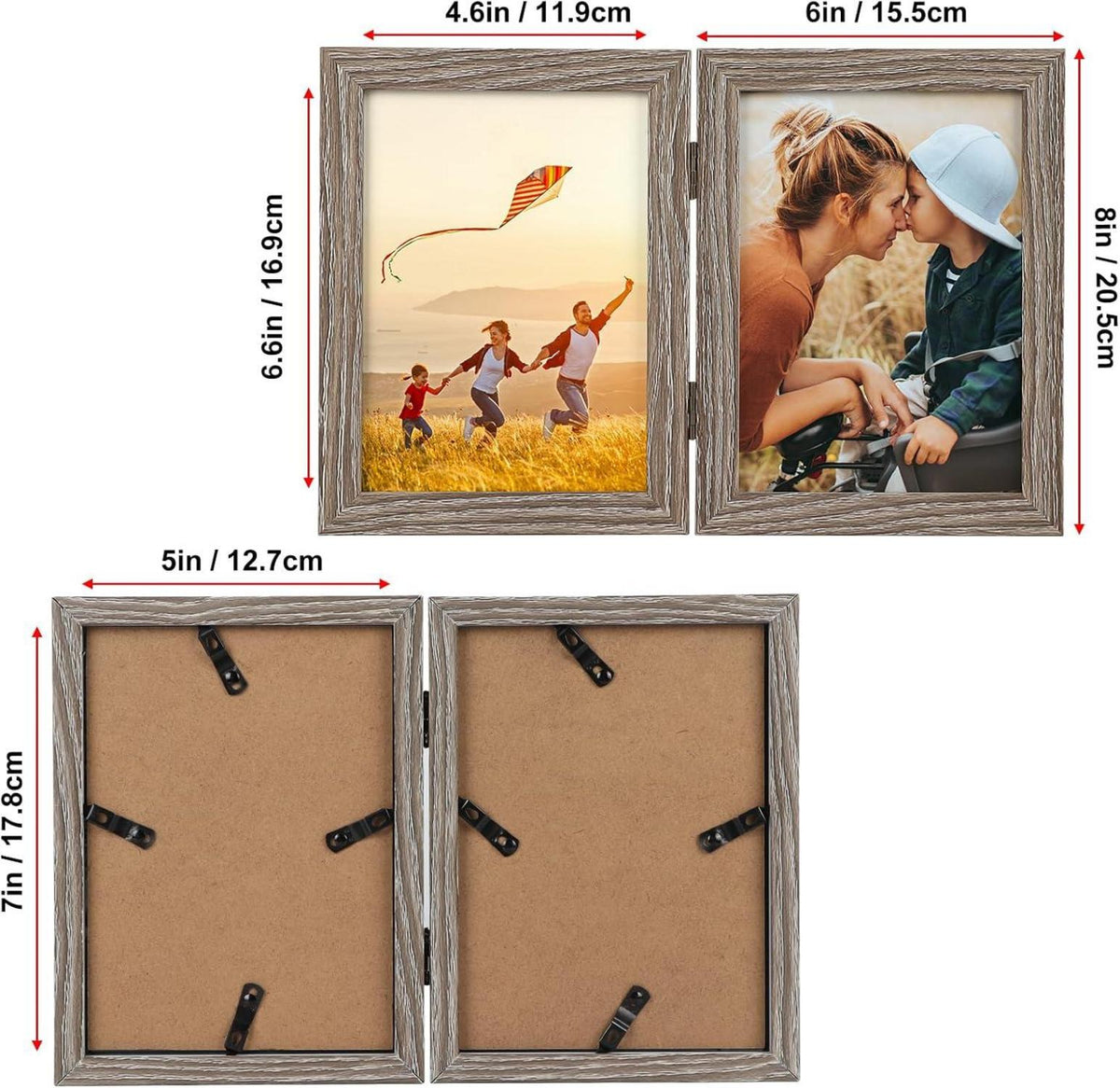 Doppelter Bilderrahmen 13x18cm Klappbarer Fotorahmen für 2