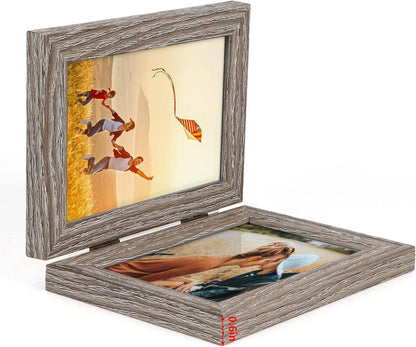 Doppelter Bilderrahmen 10x15 cm Collage Fotorahmen Glas Tisch Grau