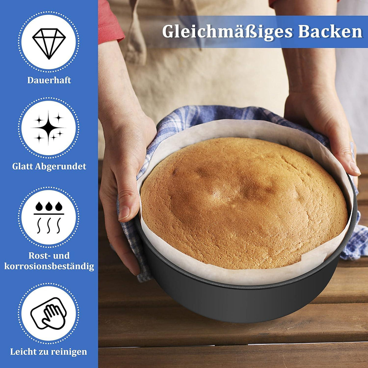 Homikit 20cm Edelstahl Backform Set Antihaft Rund Tortenform