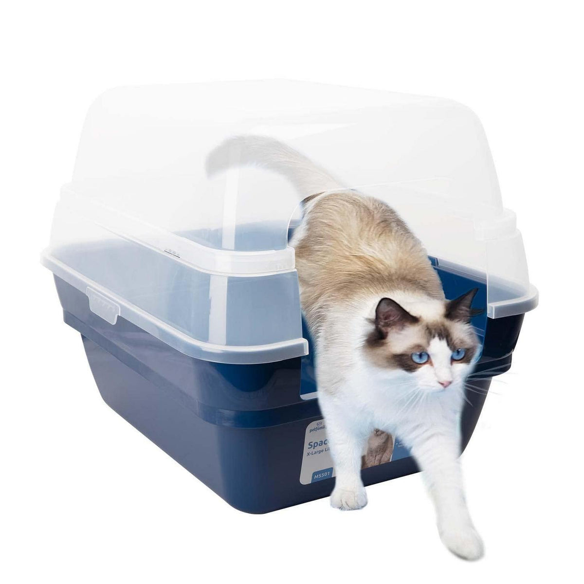 Katzenklo 3in1 mit Deckel, Groß, Marineblau