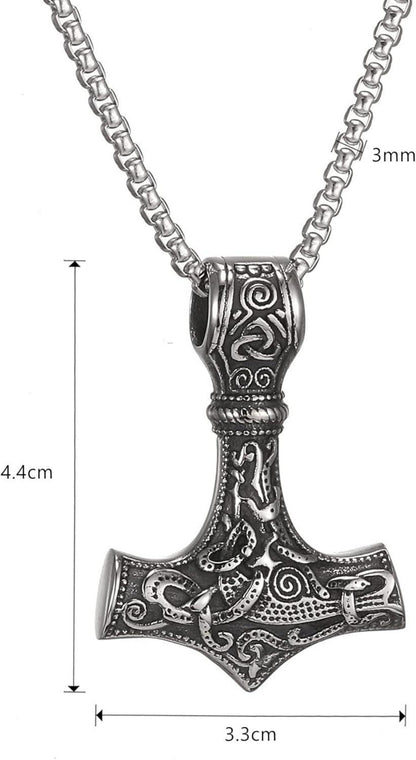 Wikinger Schmuck Thor Hammer Halskette Edelstahl für Männer 50/60/70cm