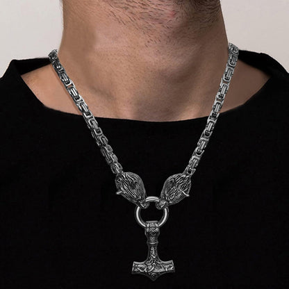 Wikinger Thors Hammer Halskette Edelstahl Norse Mjolnir