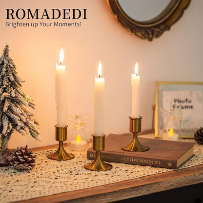 Romadedi Vintage 3-Arm Schwarz Metall Stabkerzenhalter für Hochzeit Party Wohnzimmer