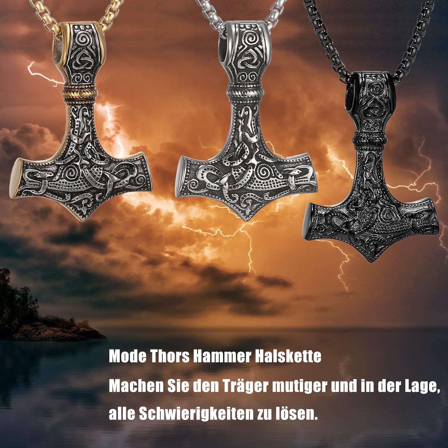 Wikinger Thors Hammer Halskette Edelstahl Nordische