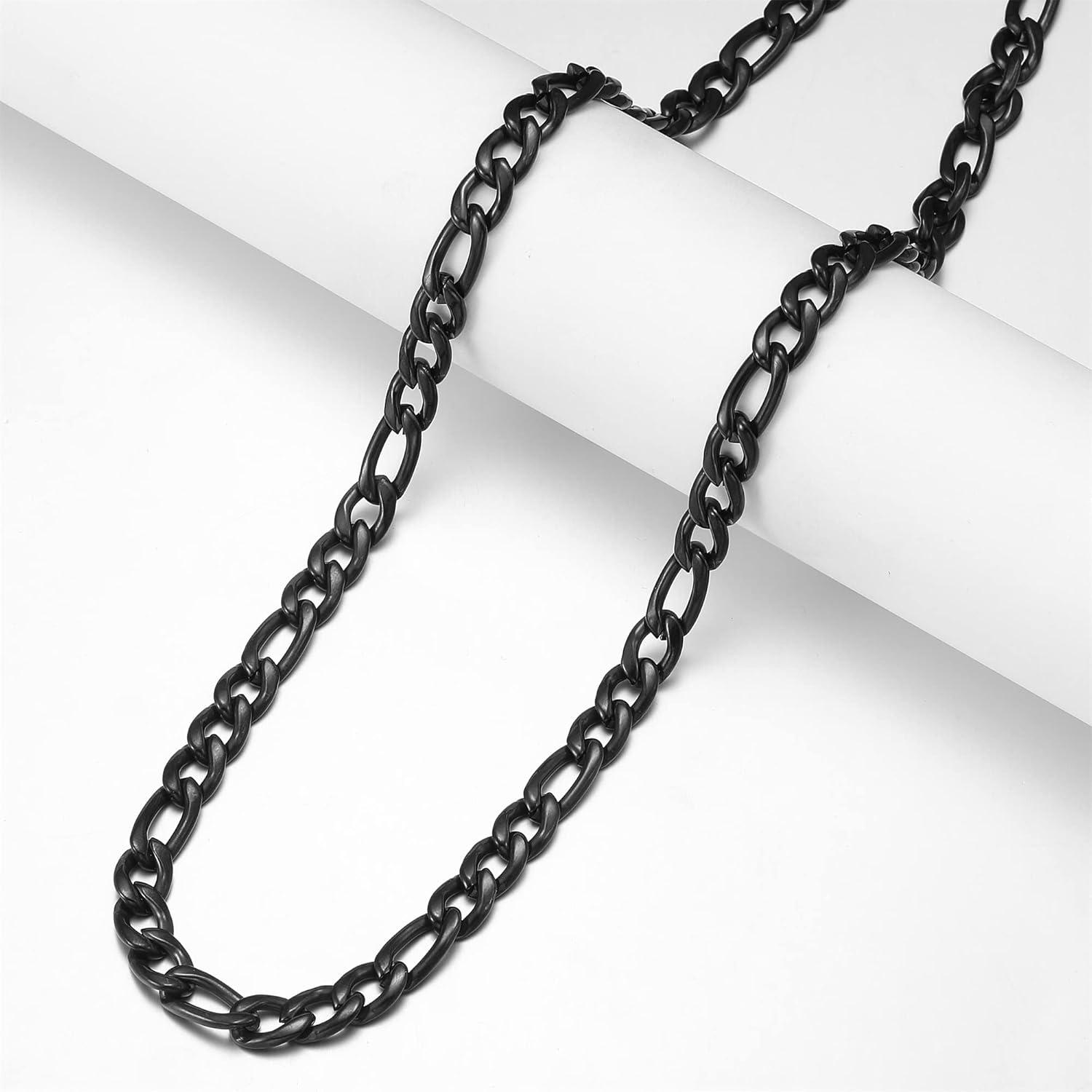 Herren Silber Panzerkette Edelstahl Figaro-Halskette 9mm 60cm