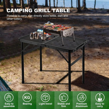 Faltbarer Campingtisch höhenverstellbarer Grilltisch