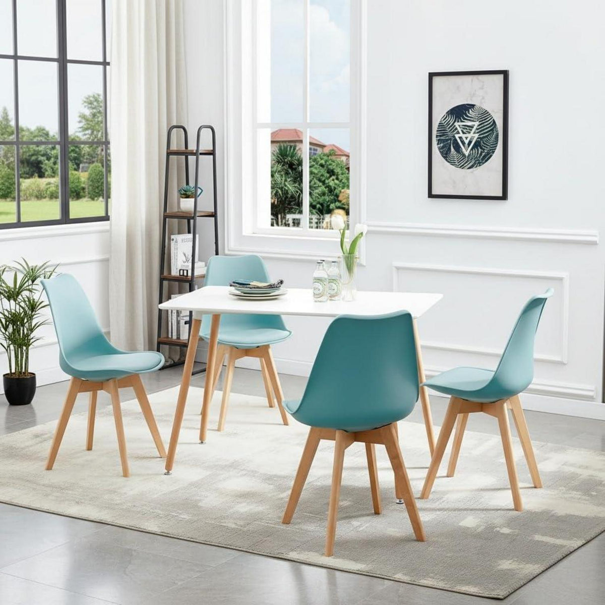 Esszimmerstühle Set 4er Bugholz, Hellhimmelblau, Skandinavisch