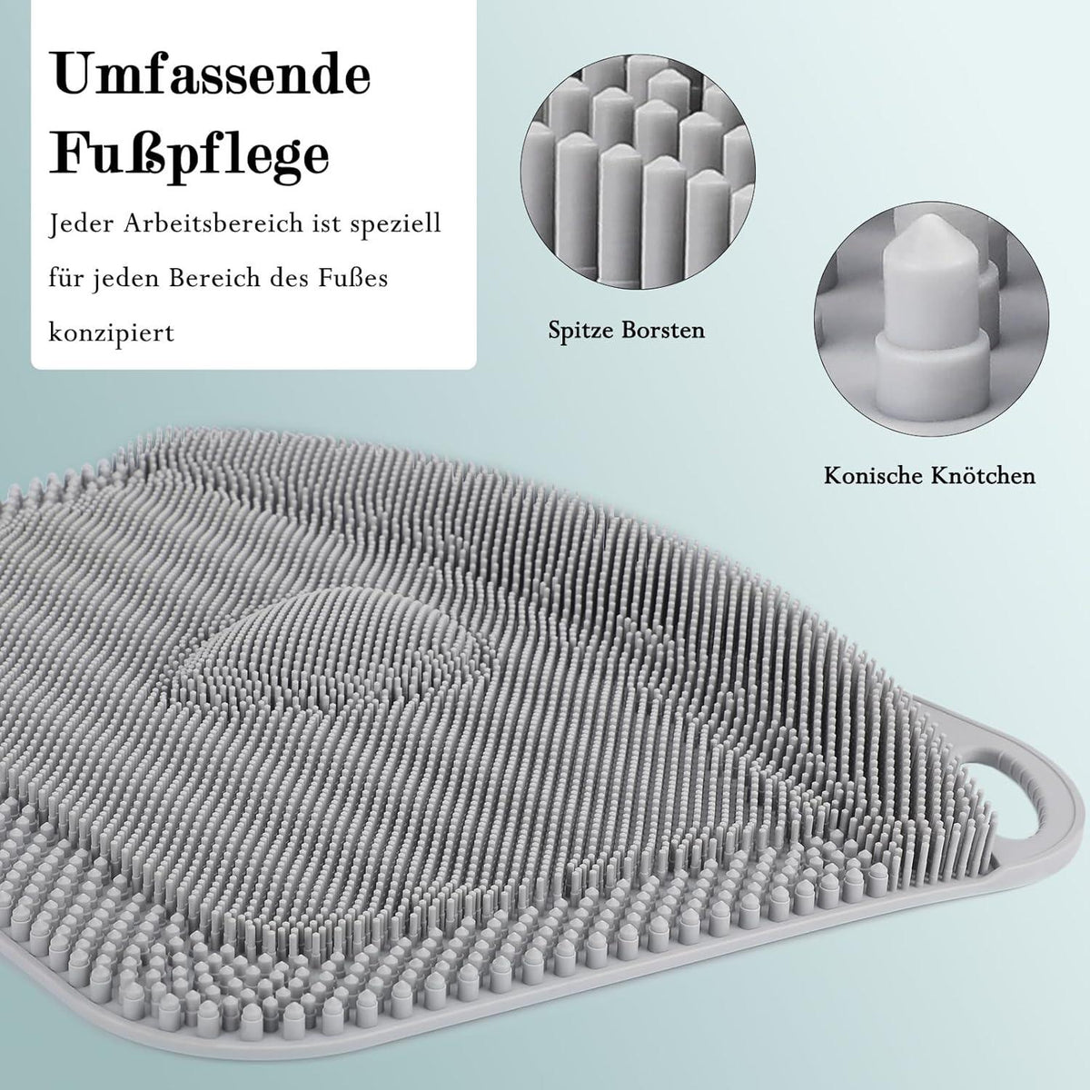 Fußbürste Dusche Große Fußwaschmatte Rutschfest Peeling Massage Fußgesundheit Grau 44x33cm