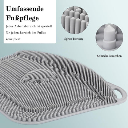 Fußbürste Dusche Große Fußwaschmatte Rutschfest Peeling Massage Fußgesundheit Grau 44x33cm