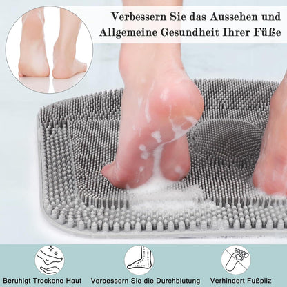 Fußbürste Dusche Große Fußwaschmatte Rutschfest Peeling Massage - Grau