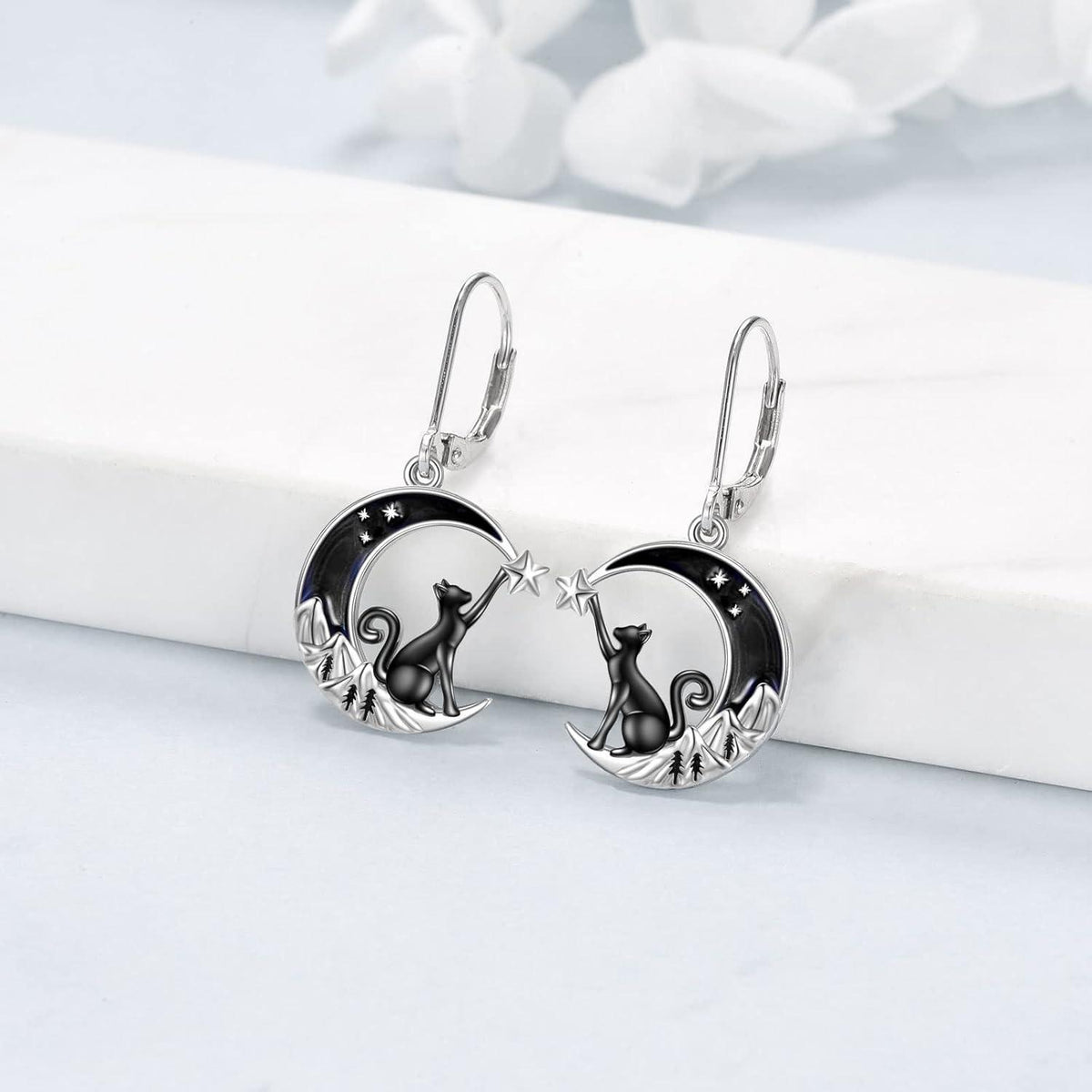 Keltische Mond Ohrringe aus 925 Sterling Silber für Damen