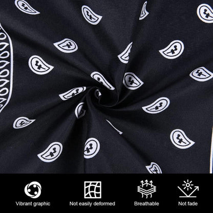 Bandana Paisley Kopftuch für Damen und Herren, Schwarz