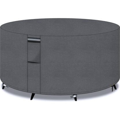 Runder Gartentisch Abdeckung 250x90cm Grau mit Lüftungsschlitzen