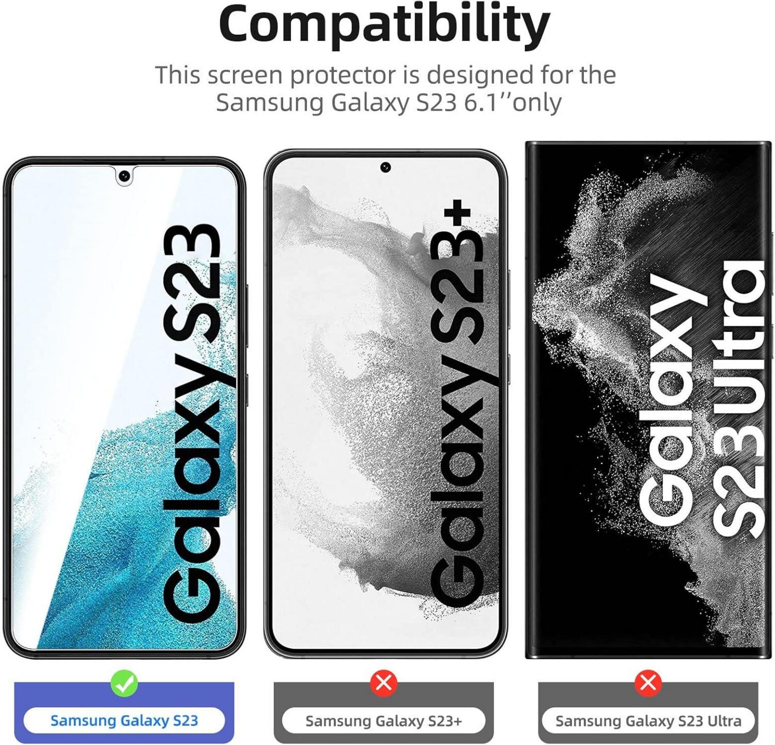 Panzer Schutz Glas Samsung Galaxy S23 3er Pack Transparent 9H Härte