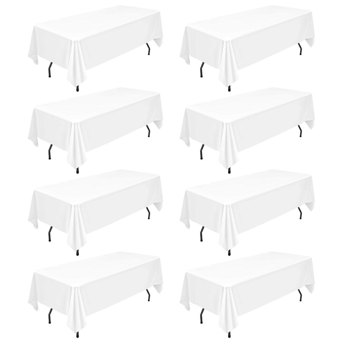 8x Weißes Polyester Tischtuch 6 Ft Rechteck Tischdecke