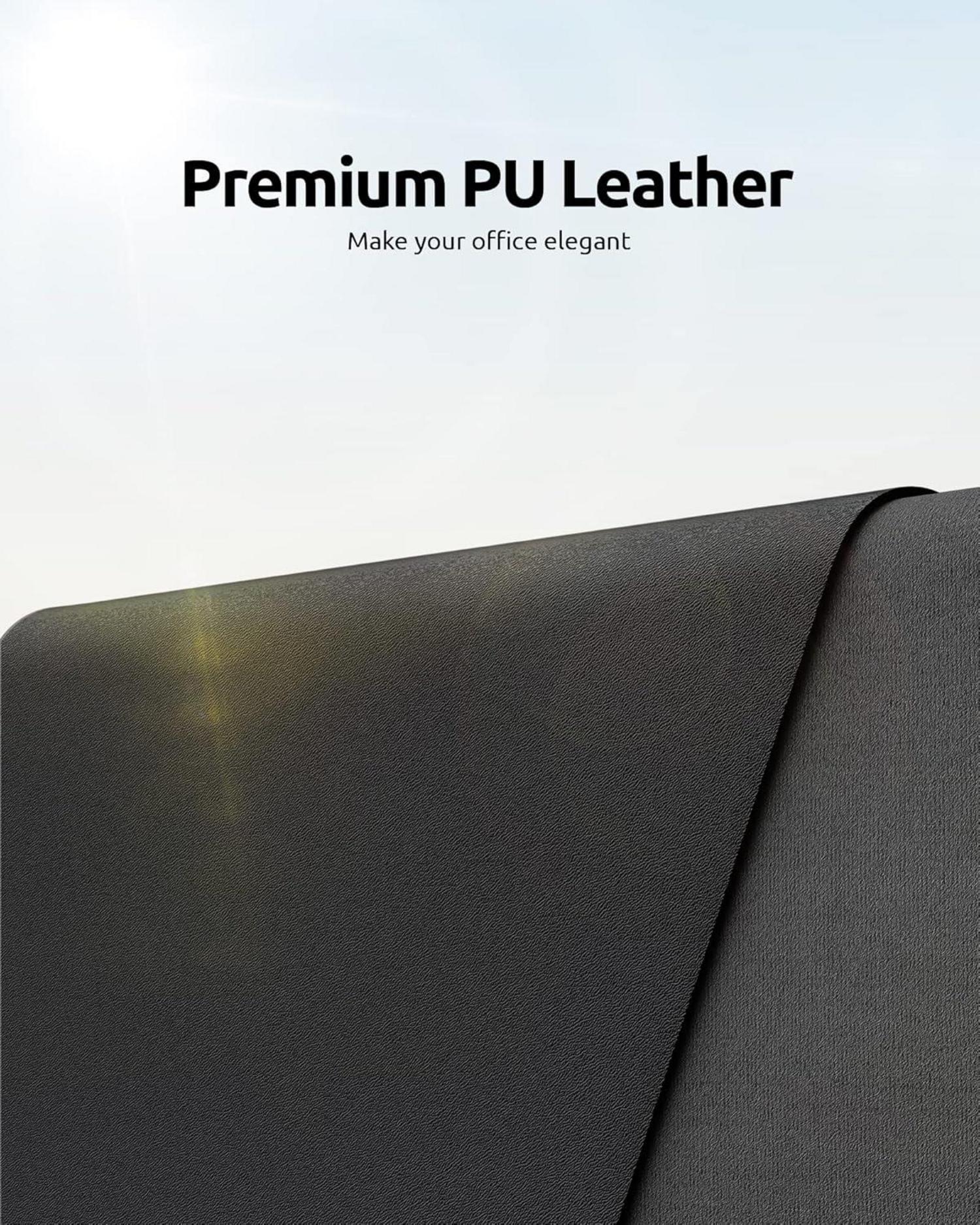 Premium XXL Leder Mousepad 80x40cm Schwarz für Büro