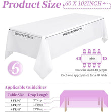 6er Pack Weiße Rechteckige Polyester-Tischdecken 60x102 Zoll