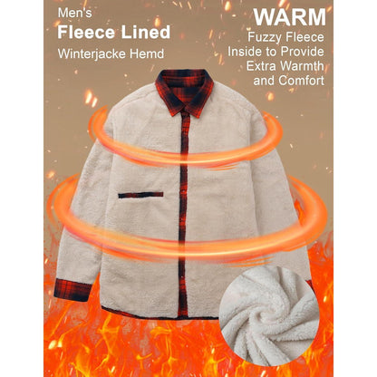 Herren Winterjacke Hemd Kariert Gefüttert Orange XL