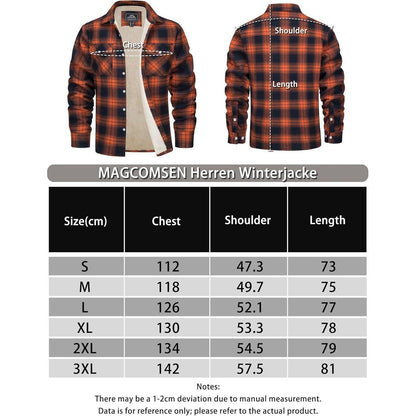Herren Winterjacke Hemd Kariert Gefüttert Orange XL